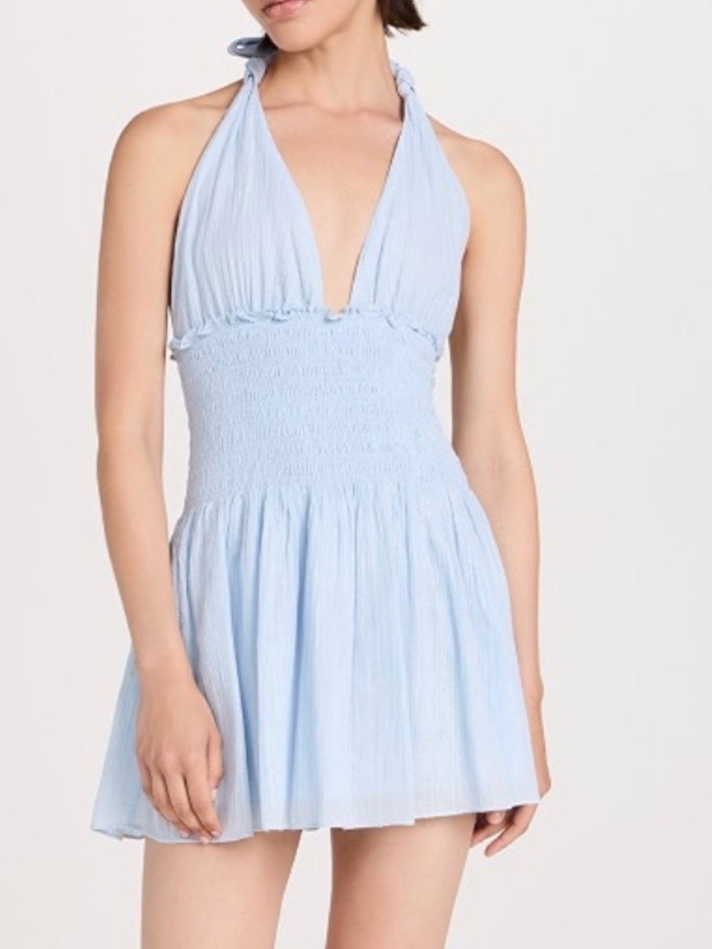love shack fancy baby blue Halter Mini Dress  Size XXS (fits like XS, lots of st